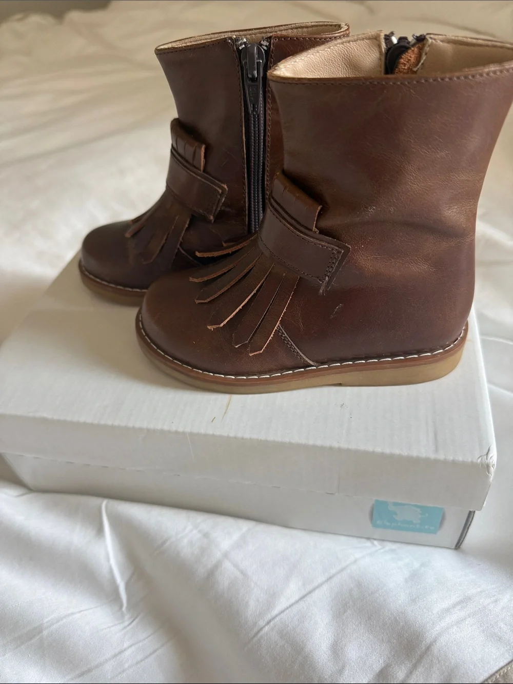 Girls Elephantito Brown Leather Boots